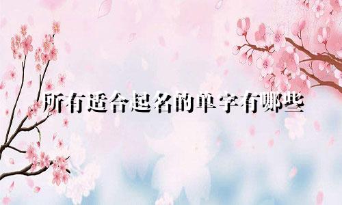 所有适合起名的单字有哪些
