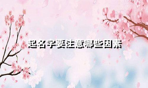 起名字要注意哪些因素