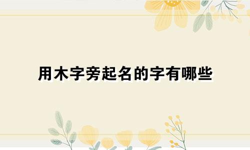 用木字旁起名的字有哪些