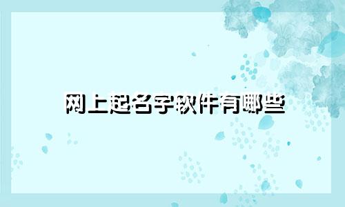 网上起名字软件有哪些