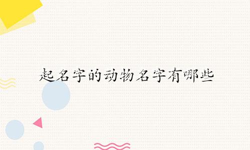起名字的动物名字有哪些