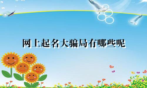 网上起名大骗局有哪些呢