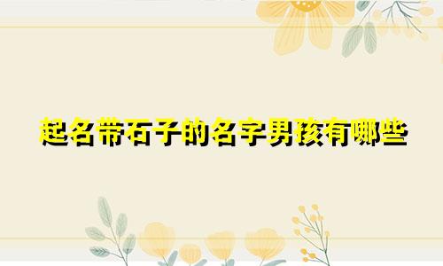 起名带石子的名字男孩有哪些