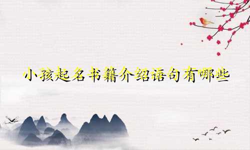 小孩起名书籍介绍语句有哪些