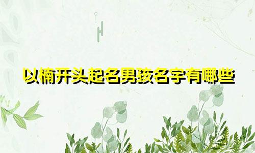 以楠开头起名男孩名字有哪些