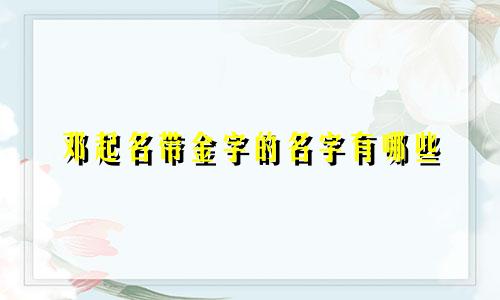 邓起名带金字的名字有哪些