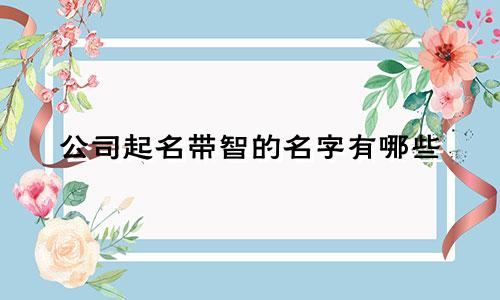 公司起名带智的名字有哪些