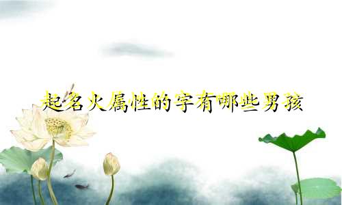 起名火属性的字有哪些男孩
