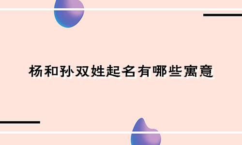 杨和孙双姓起名有哪些寓意