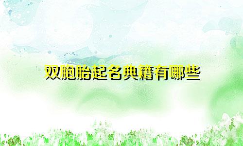 双胞胎起名典籍有哪些