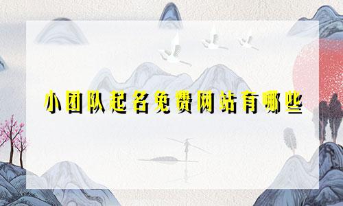 小团队起名免费网站有哪些