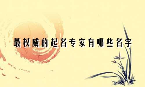 最权威的起名专家有哪些名字
