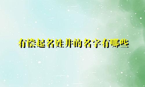有偿起名姓井的名字有哪些