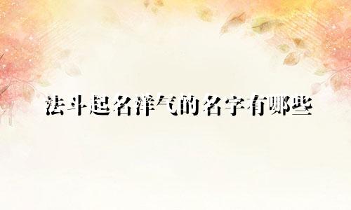 法斗起名洋气的名字有哪些