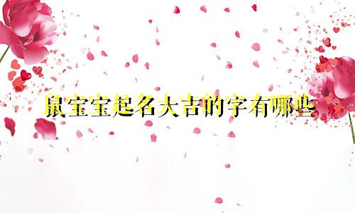 鼠宝宝起名大吉的字有哪些
