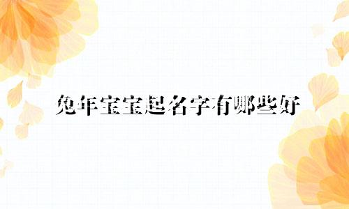 兔年宝宝起名字有哪些好