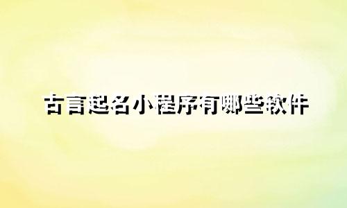 古言起名小程序有哪些软件