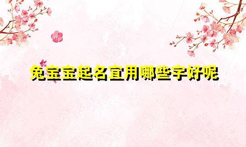 兔宝宝起名宜用哪些字好呢