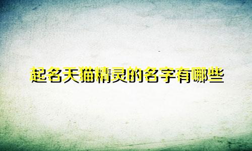 起名天猫精灵的名字有哪些