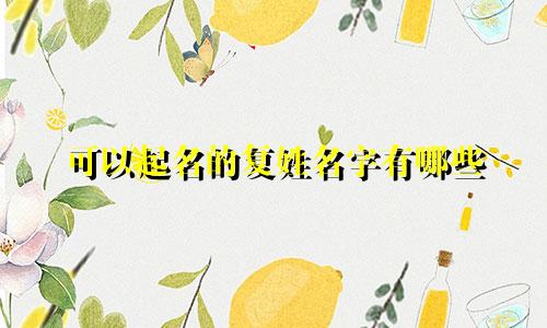 可以起名的复姓名字有哪些