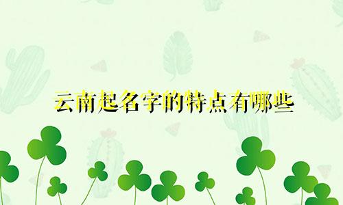 云南起名字的特点有哪些