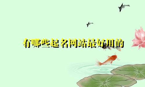 有哪些起名网站最好用的