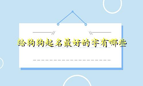给狗狗起名最好的字有哪些