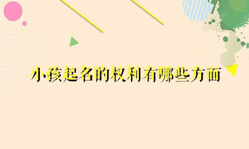 小孩起名的权利有哪些方面