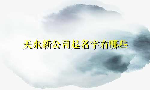 天水新公司起名字有哪些