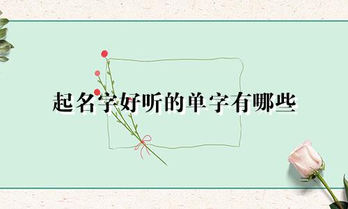 起名字好听的单字有哪些