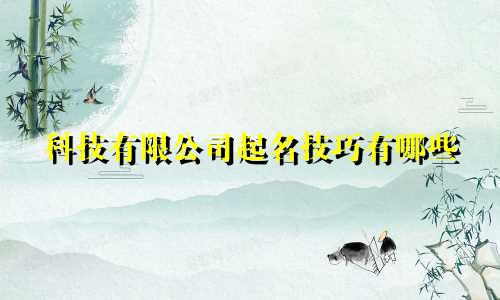 科技有限公司起名技巧有哪些