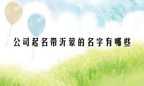 公司起名带沂蒙的名字有哪些
