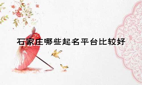 石家庄哪些起名平台比较好