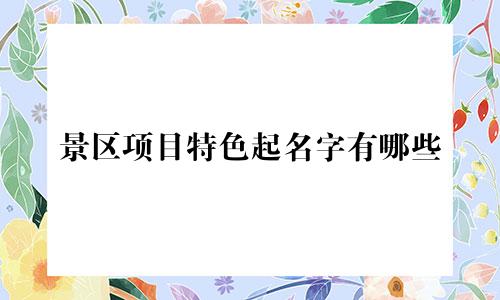 景区项目特色起名字有哪些