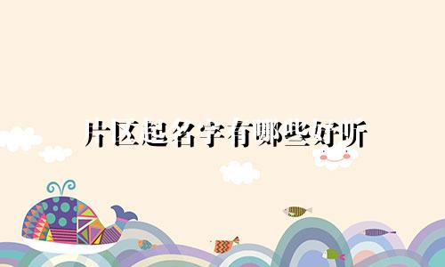 片区起名字有哪些好听