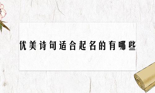 优美诗句适合起名的有哪些