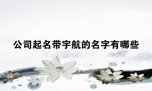 公司起名带宇航的名字有哪些