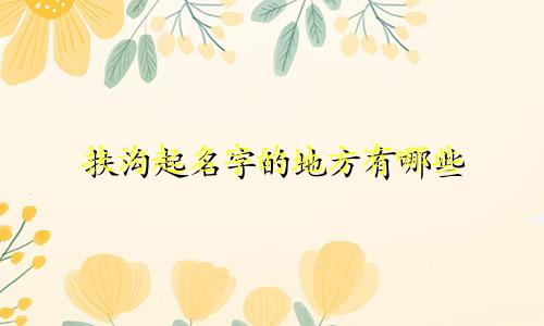 扶沟起名字的地方有哪些
