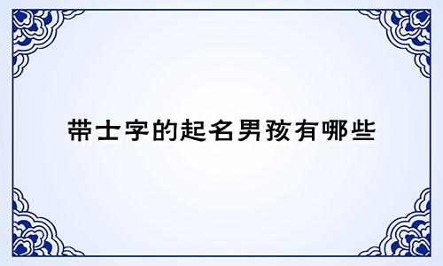带士字的起名男孩有哪些