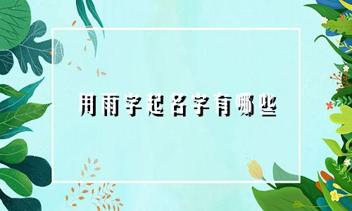用雨字起名字有哪些