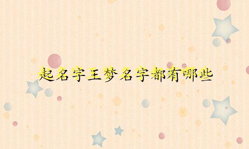起名字王梦名字都有哪些