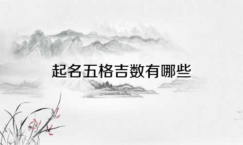 起名五格吉数有哪些