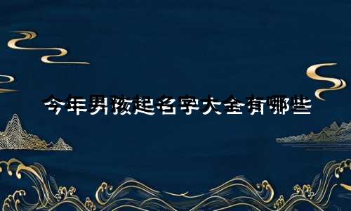 今年男孩起名字大全有哪些