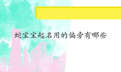 蛇宝宝起名用的偏旁有哪些