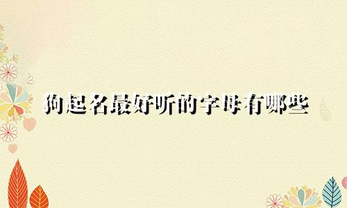 狗起名最好听的字母有哪些