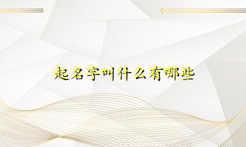 起名字叫什么有哪些