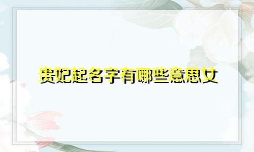 贵妃起名字有哪些意思女