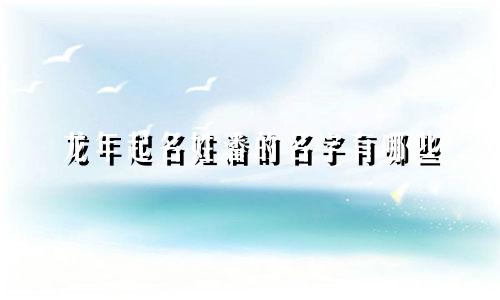 龙年起名姓潘的名字有哪些