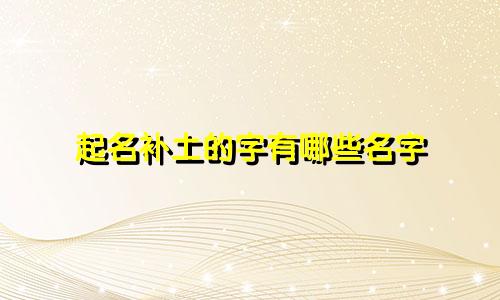 起名补土的字有哪些名字