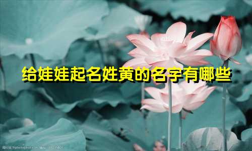 给娃娃起名姓黄的名字有哪些
